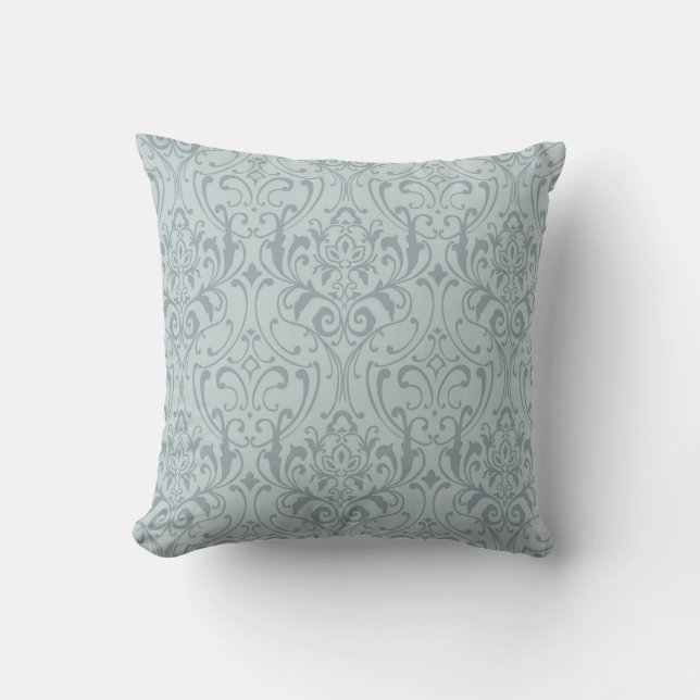 Marie-Antoinette-Blaue-Damast inspiriert Kissen (Vorderseite)