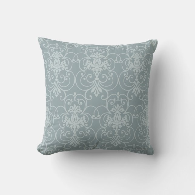Marie-Antoinette-Blaue-Damast inspiriert Kissen (Vorderseite)