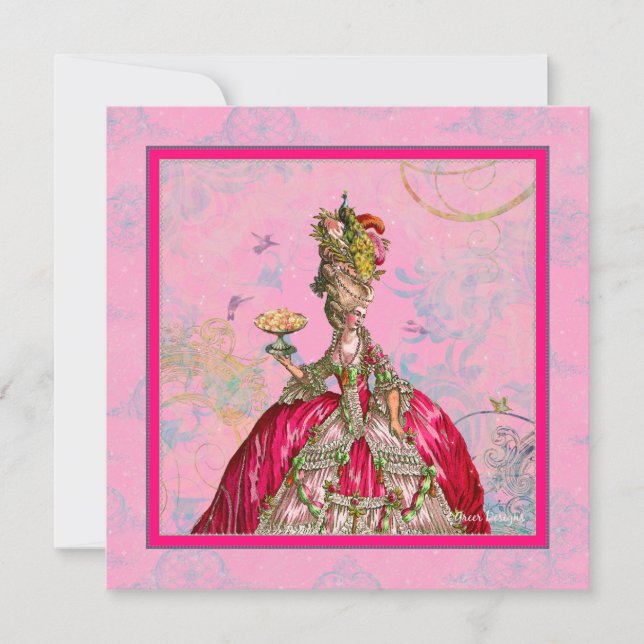 Marie Antoinette Bridal Dusche Einladung (Vorderseite)
