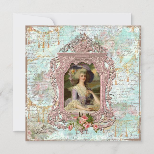 Marie Antoinette Bridal Dusche Einladung (Vorderseite)