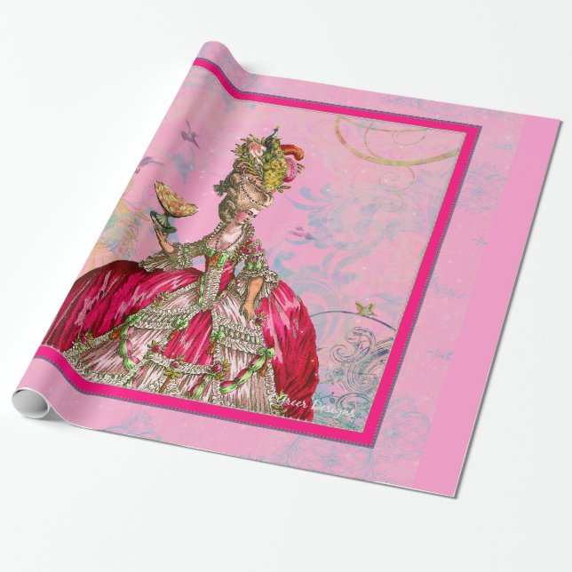 Marie Antoinette Cakes und Peacock Geschenkpapier (Ungerollt)