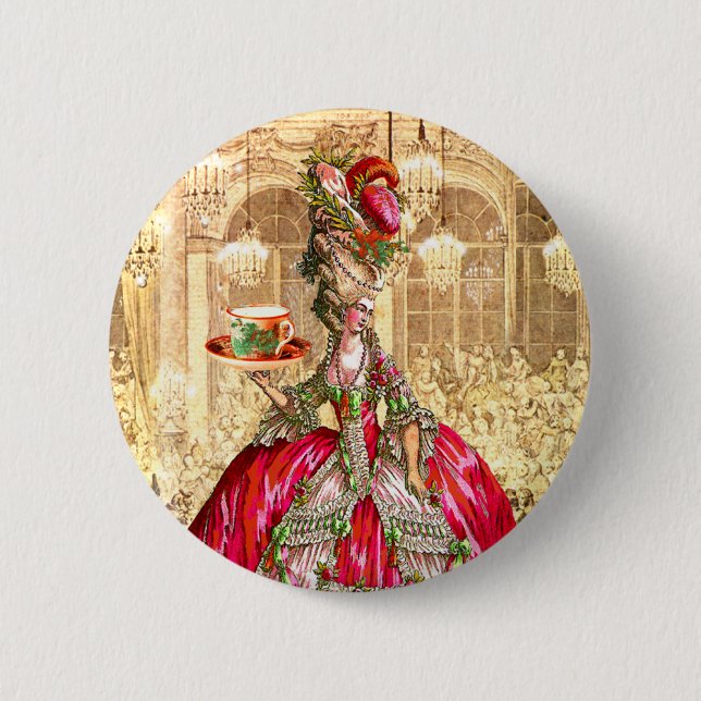 Marie Antoinette Christmas Tee Party Button Button (Vorderseite)