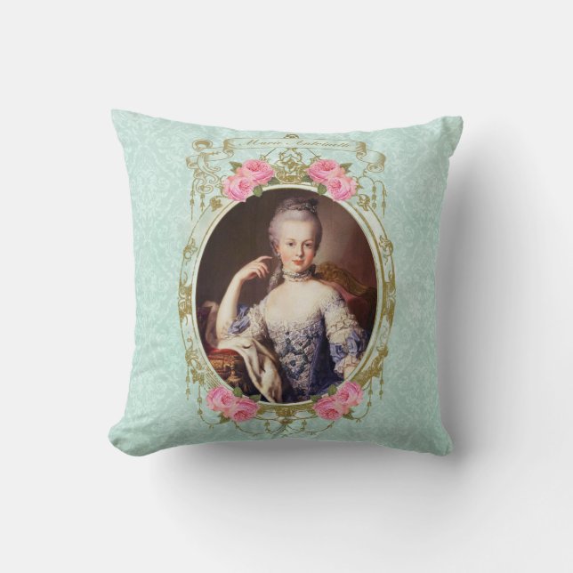 Marie Antoinette Damast-Rosen-Kissen-Minzenkissen Kissen (Vorderseite)