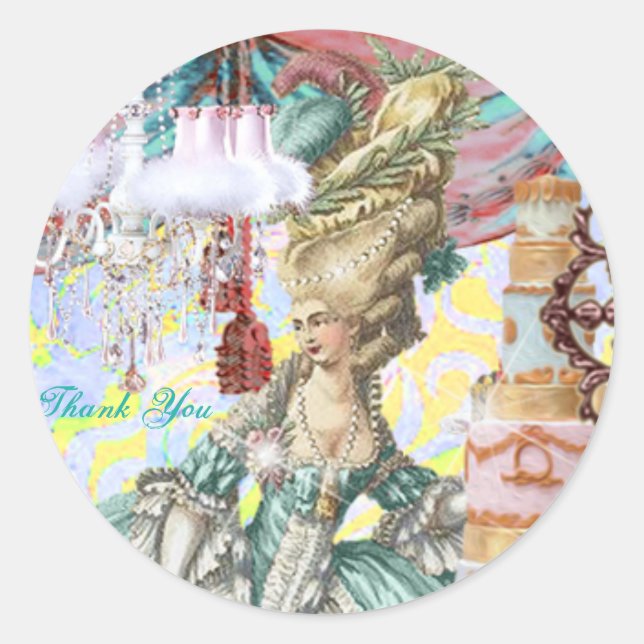 Marie Antoinette Étiquette ronde par Michelle Fale (Devant)