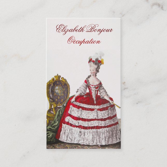 Marie Antoinette Fashion ~ Visitenkarte Red (Vorderseite)