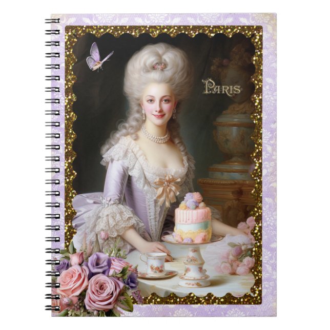 Marie Antoinette,French,Paris,tea,cake,roses  Notizblock (Vorderseite)