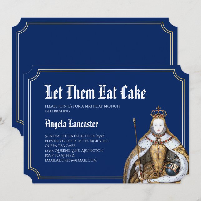 Marie Antoinette Geburtstagbrunch-Party Einladung (Vorne/Hinten)