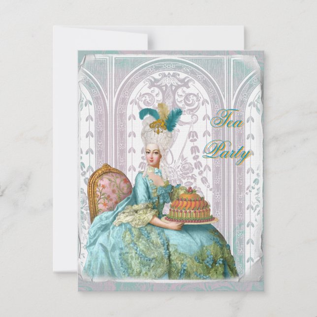 Marie Antoinette in Aqua Einladung (Vorderseite)