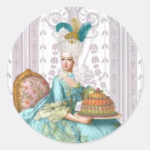 Marie Antoinette in Aqua Runder Aufkleber