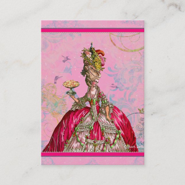 Marie Antoinette in Pink mit Peacock Visitenkarte (Vorderseite)