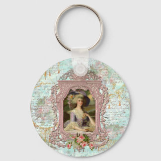 Marie Antoinette in rosa Rahmen Schlüsselanhänger