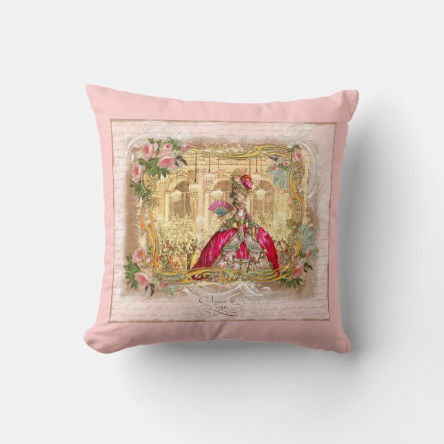 Marie Antoinette in Versailles in Pink Kissen (Vorderseite)