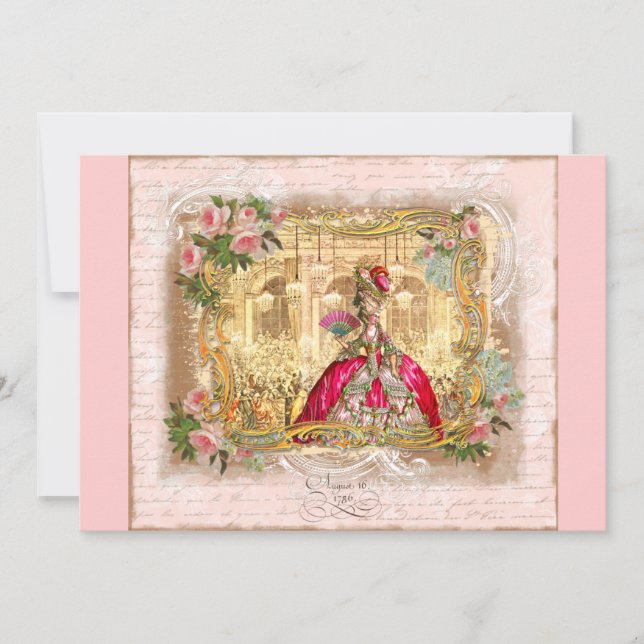 Marie Antoinette in Versailles Party Einladungen (Vorderseite)