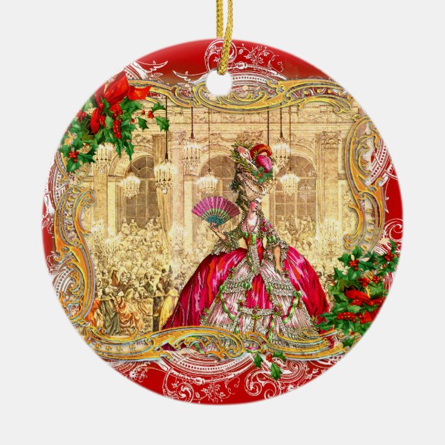 Marie Antoinette in Versailles Weihnachten Keramik Ornament (Vorne)