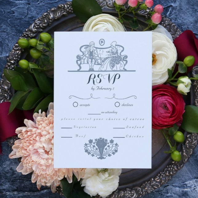 Marie Antoinette Inspiriert Rokoko Blue Wedding RS Einladung (Von Creator hochgeladen)