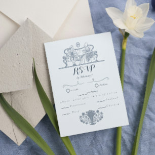 Marie Antoinette Inspiriert Rokoko Blue Wedding RSVP Karte
