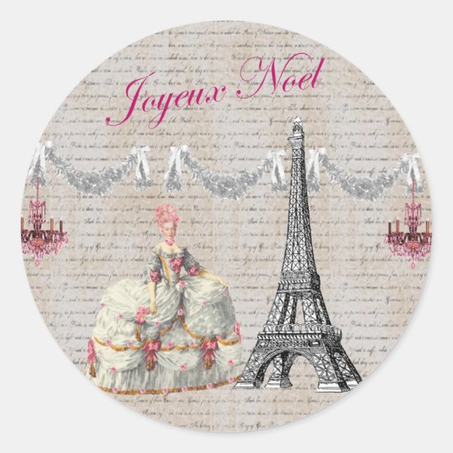 Marie Antoinette Joyeux Weihnachten Weihnachten Runder Aufkleber (Vorderseite)