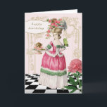 Marie Antoinette Karte<br><div class="desc">Ein Modegeck des 18. Jahrhundertswird in eine bunte Spaßgeburtstagskarte geschaffen. Marie Antoinette hält einen Geburtstagskuchen mit einem schönen Schmetterling, der auf ihrem Arm stillsteht. Eine perfekte Karte für diese spezielle Person.</div>