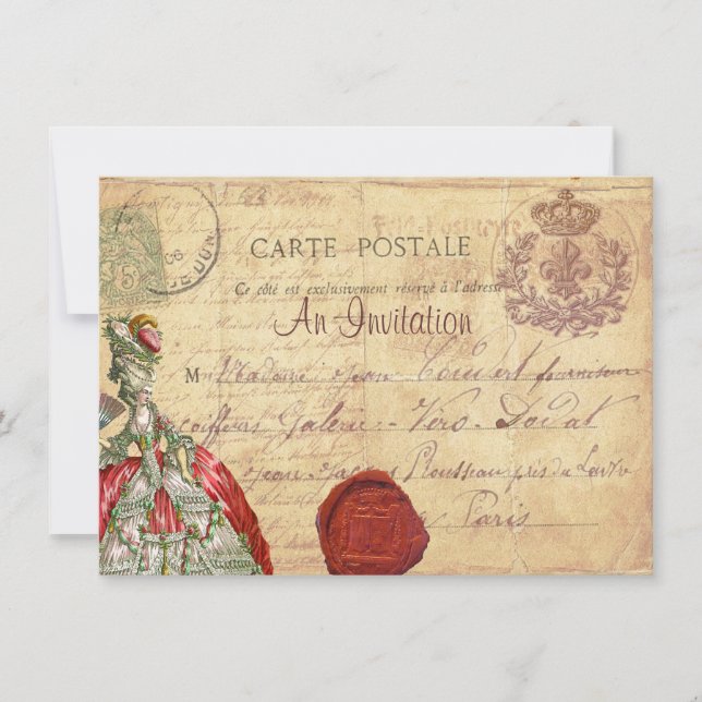 Marie Antoinette Karte Postale Pariser Einladung (Vorderseite)