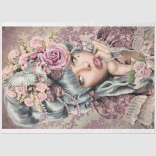 Marie Antoinette Kopfporträt Vogel und Blumenkunst Seidenpapier