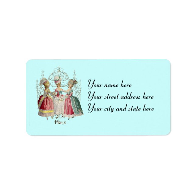 Marie Antoinette Ladys in Warten Labels Adressaufkleber (Vorne)