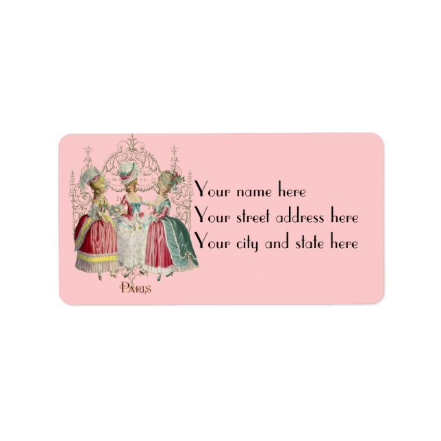 Marie Antoinette Ladys in Warten Labels Adressaufkleber (Vorne)
