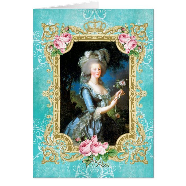 Marie Antoinette Le Brun Portrait Blue Damask Card (Vorne)