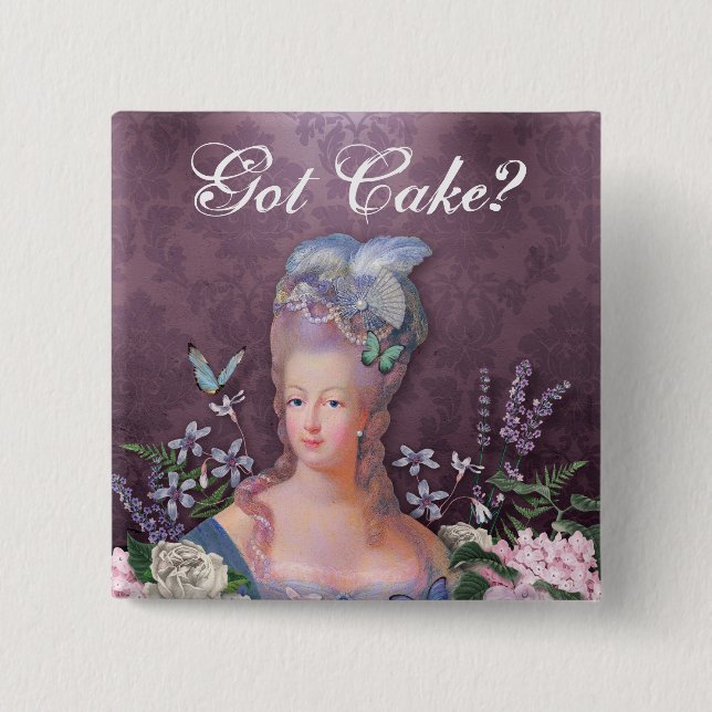 Marie Antoinette lila Blumendamast Button (Vorderseite)