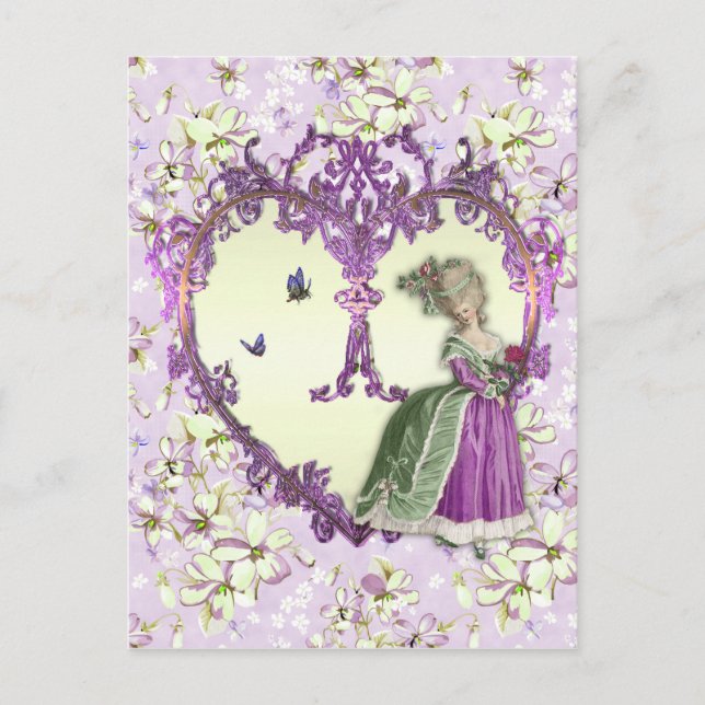 Marie Antoinette Lilac Dreams Lila Blumendrucke Postkarte (Vorderseite)