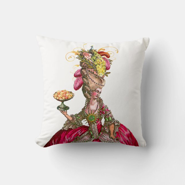 Marie Antoinette mit Kuchen und Pfau Kissen (Vorderseite)