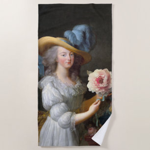 Marie Antoinette mit Pink Anemone Blume Strandtuch