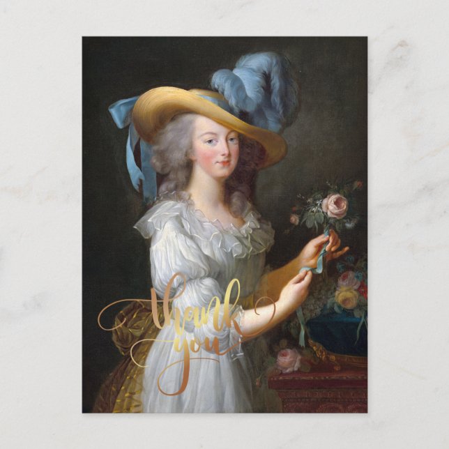 Marie Antoinette mit Rose Danke Postkarte (Vorderseite)
