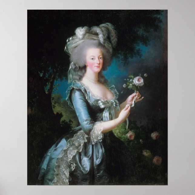 Marie Antoinette mit Rose von Elisabeth Le Brun Poster (Vorne)