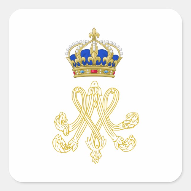 Marie Antoinette Monogram Quadratischer Aufkleber (Vorderseite)