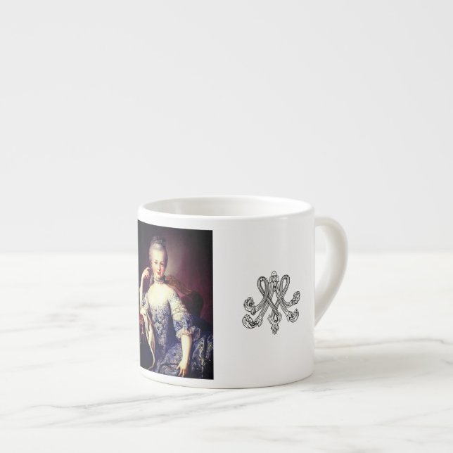 Marie Antoinette Monogramm– Royal Monogram Espressotasse (Vorderseite Rechts)