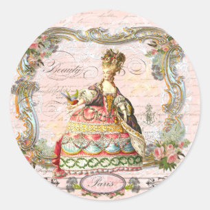 Marie Antoinette Paris Rosa Rosen Runder Aufkleber