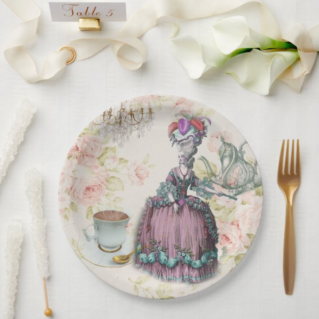 Marie Antoinette Paris Teezeremonie Party Pappteller (Hochzeit)