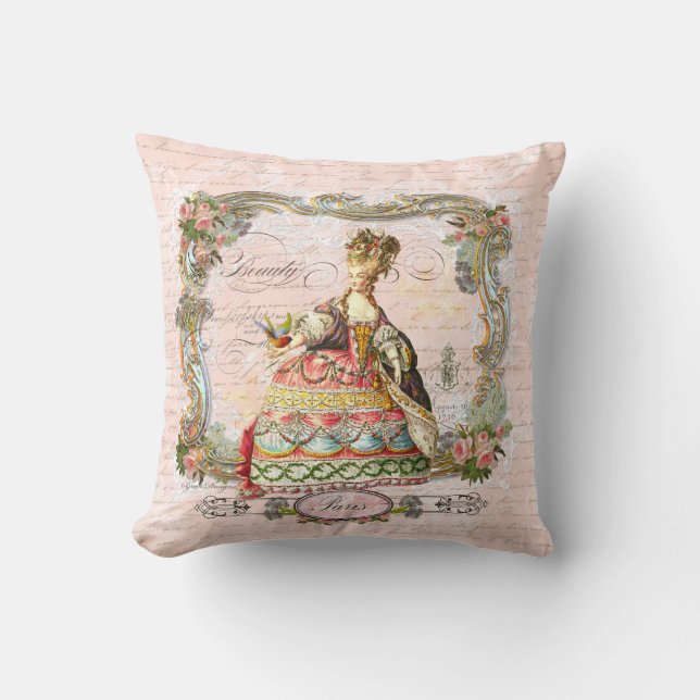 Marie Antoinette Paris und Rosen Rosen Kissen (Vorderseite)