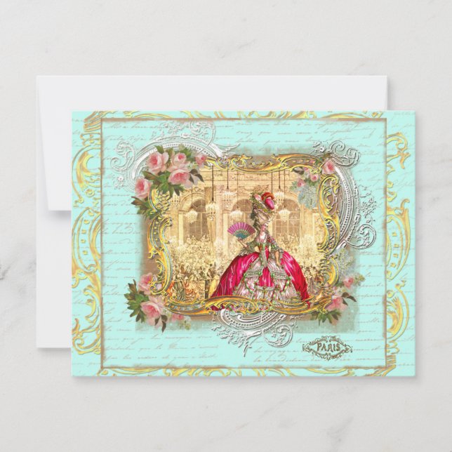 Marie-Antoinette-Party in Versailles-Postkarte Einladung (Vorderseite)