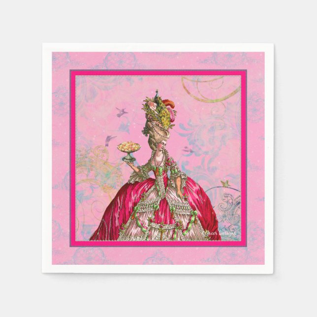 Marie Antoinette Peacock Pink Napkins Serviette (Vorderseite)