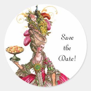 Marie Antoinette Peacock Stickers "Save the Date"