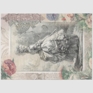 Marie Antoinette Pink Aquarell Blume Decoupage Seidenpapier