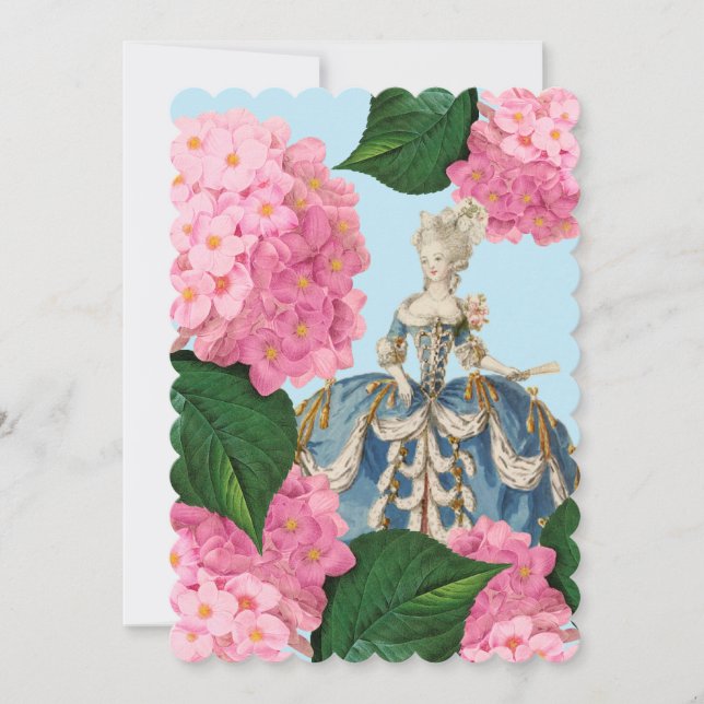 Marie Antoinette Pink Hydrangea Custom Einladungen (Vorderseite)