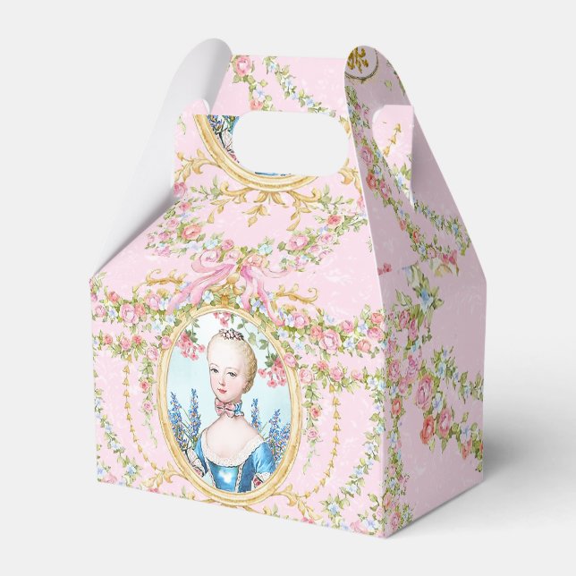 Marie Antoinette pink rose frame favor box Geschenkschachtel (Vorderseite)