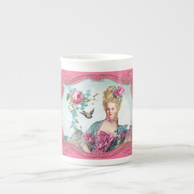 Marie Antoinette Pompadour Pink Rose Prozellantasse (Vorderseite)