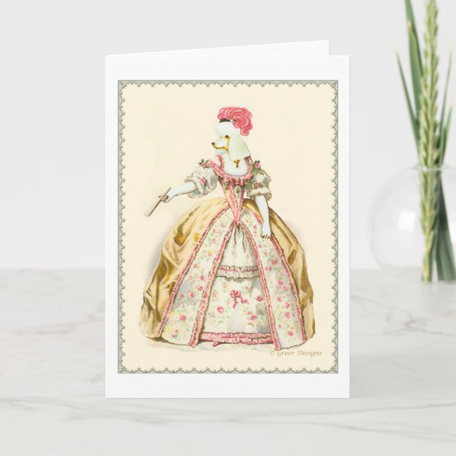 Marie Antoinette Poodle Fashion Plate Stationery (Vorderseite)