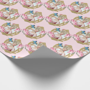 Marie Antoinette Portrait Wrapping Paper Pink Rose Geschenkpapier