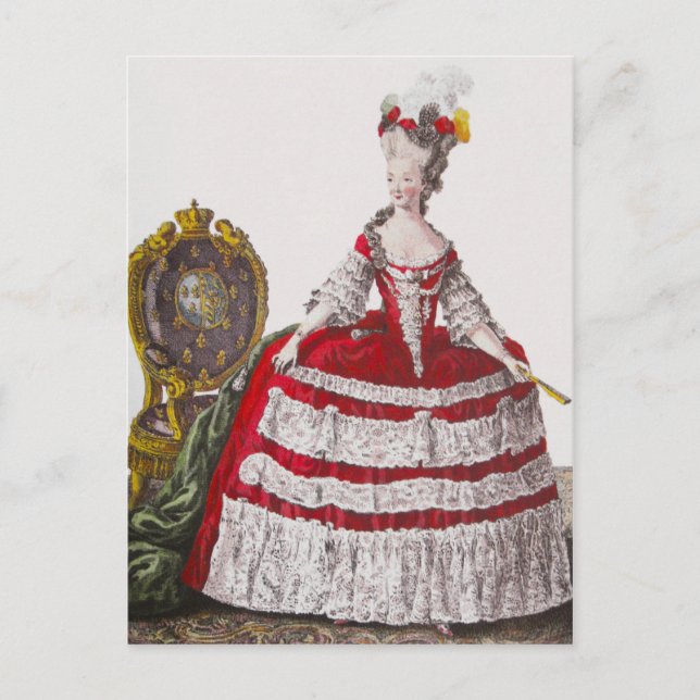 Marie Antoinette Red Fashion ~ Postkartenkleid Postkarte (Vorderseite)