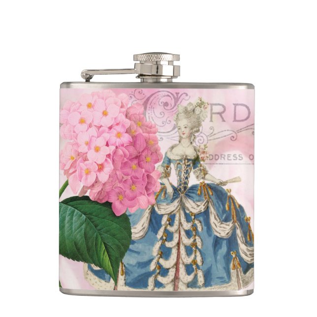 Marie Antoinette Redoute Blume Wrapped Flask Flachmann (Vorderseite)