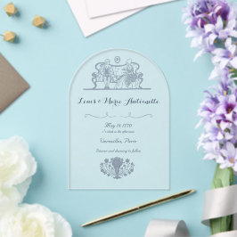 Marie Antoinette Rokoko Dusty Blue Wedding Acryleinladungen